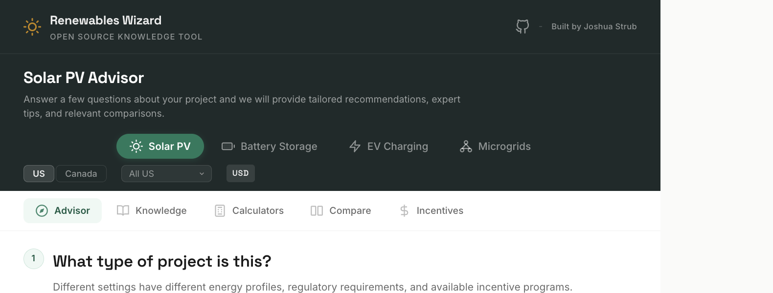 Renewables Wizard screenshot